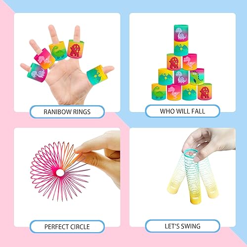 Miniatura 4 de Dinosaurio primavera arco iris recuerdos de fiesta, 36 piezas de dinosaurio mini juguete de resorte helicoidal de plástico, bobina de estrés de