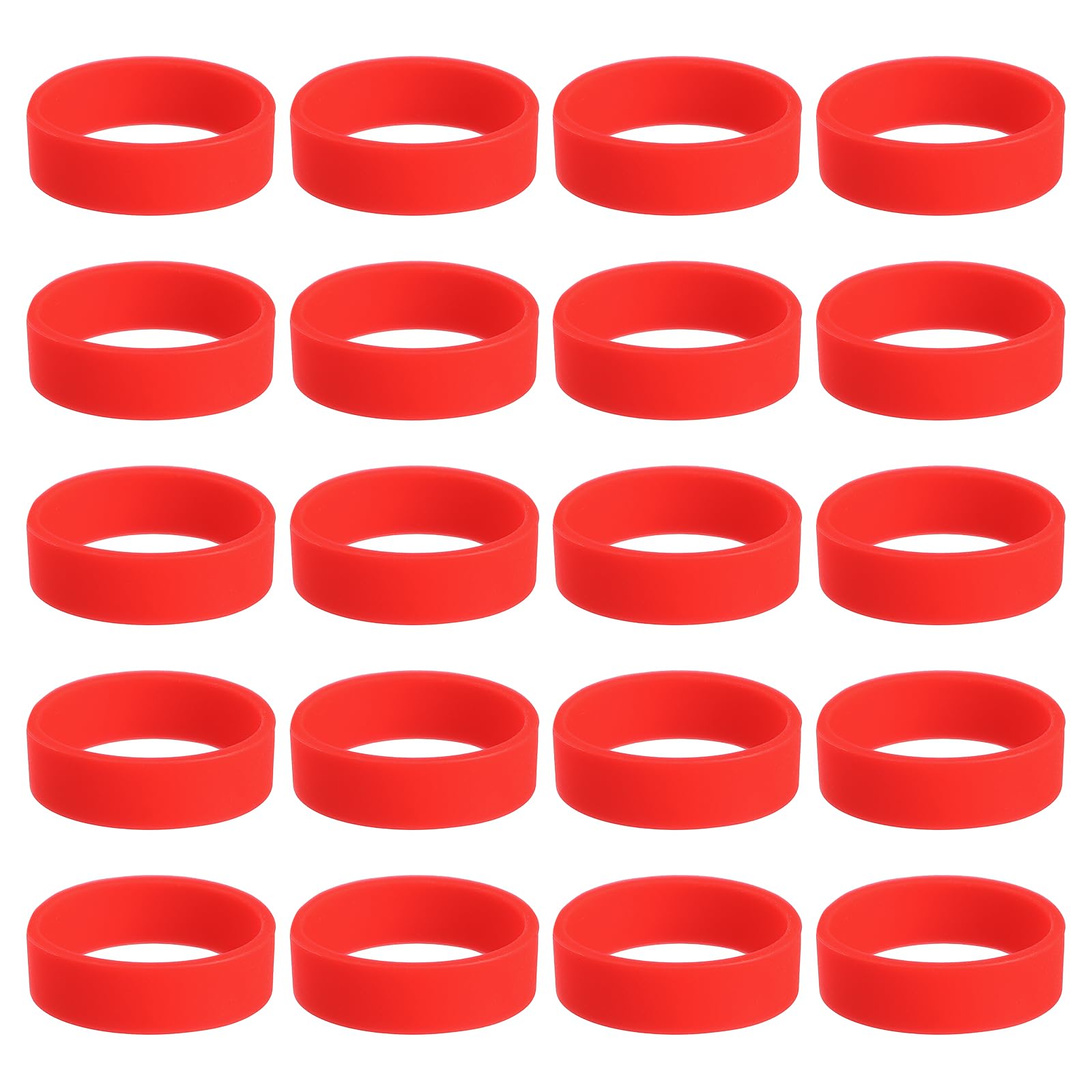 sourcing map 50Pcs Silicone Rubber Bands Non-Slip 1.22 Inch Flat Elastic Rubber Wrapping Bands for Books, Traps, Art, Cord Wraps, Red