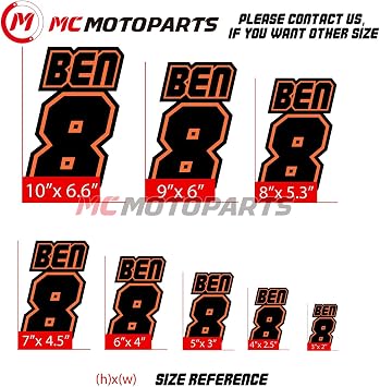 MC MOTOPARTS Personalized Custom 3 pcs Race Racing Number Sticker Name Plate Track Day Use Motorcycle Bike Motors ATV Truck CAE Removable