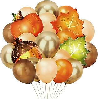 YARIEW 134 Pcs Fall Thanksgiving Balloons Pumpkin Acorns Maple Leaf Thanksgiving Decorations Fall Party Supplies Harvest Autumn Party Birthday Decor Festival
