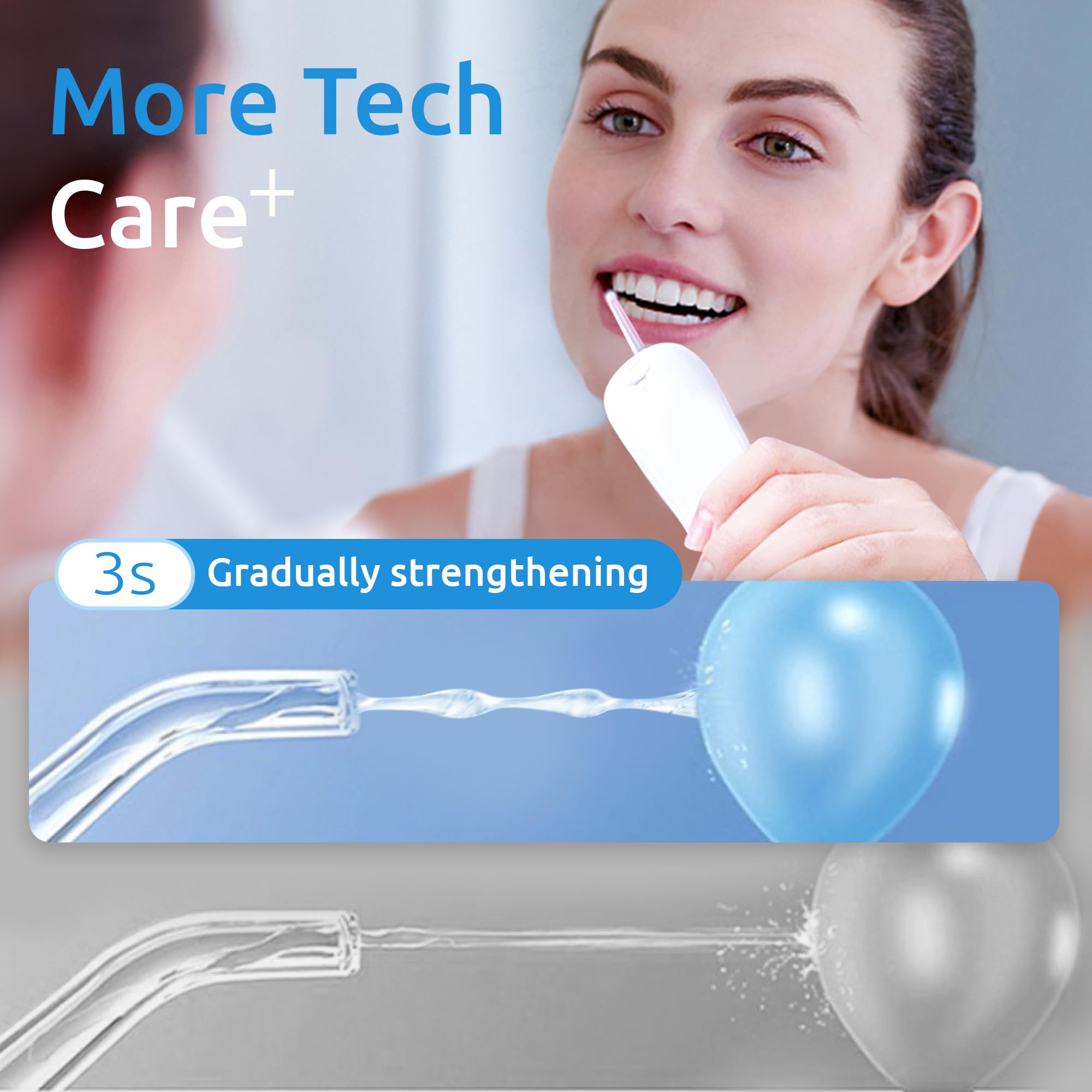 SYNHOPE Idropulsore Dentale Portatile,6 Modalità Senza Fili Professionale Irrigatore Orale,IPX7 Impermeabile,Ricarica USB,Adatto a viaggio e a casa Idropulsore per la cura e la pulizia del cavo orale