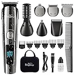 Brightup Beard Trimmer for Men with Travel Case- Electric Razor & Shaver, Cordless Hair Clippers Trimmers Set, IPX7 Waterproof Mens Grooming Kit for Face, Mustache, Body, Ear, Nose Hair Trimmer