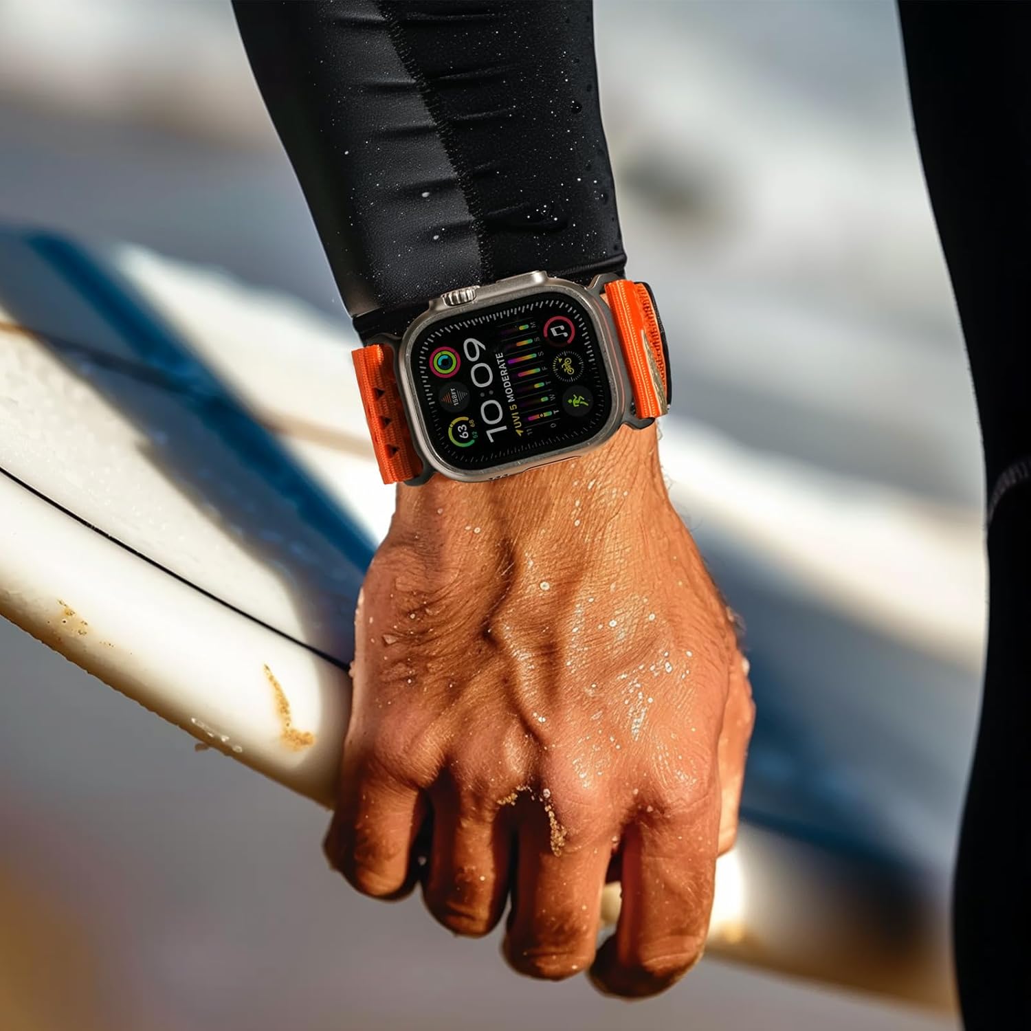 ULTIMAL Ultrawide for Apple Watch Band Ultra/Ultra2 49mm/46mm/45mm/44mm Ultra wide Sport Nylon Band for iWatch Series 10/9/8/7/6/5/4/SE/SE2 for Women Men Hollow Out Breathable watch band (49/46/45/44mm, Orange) - Image 5