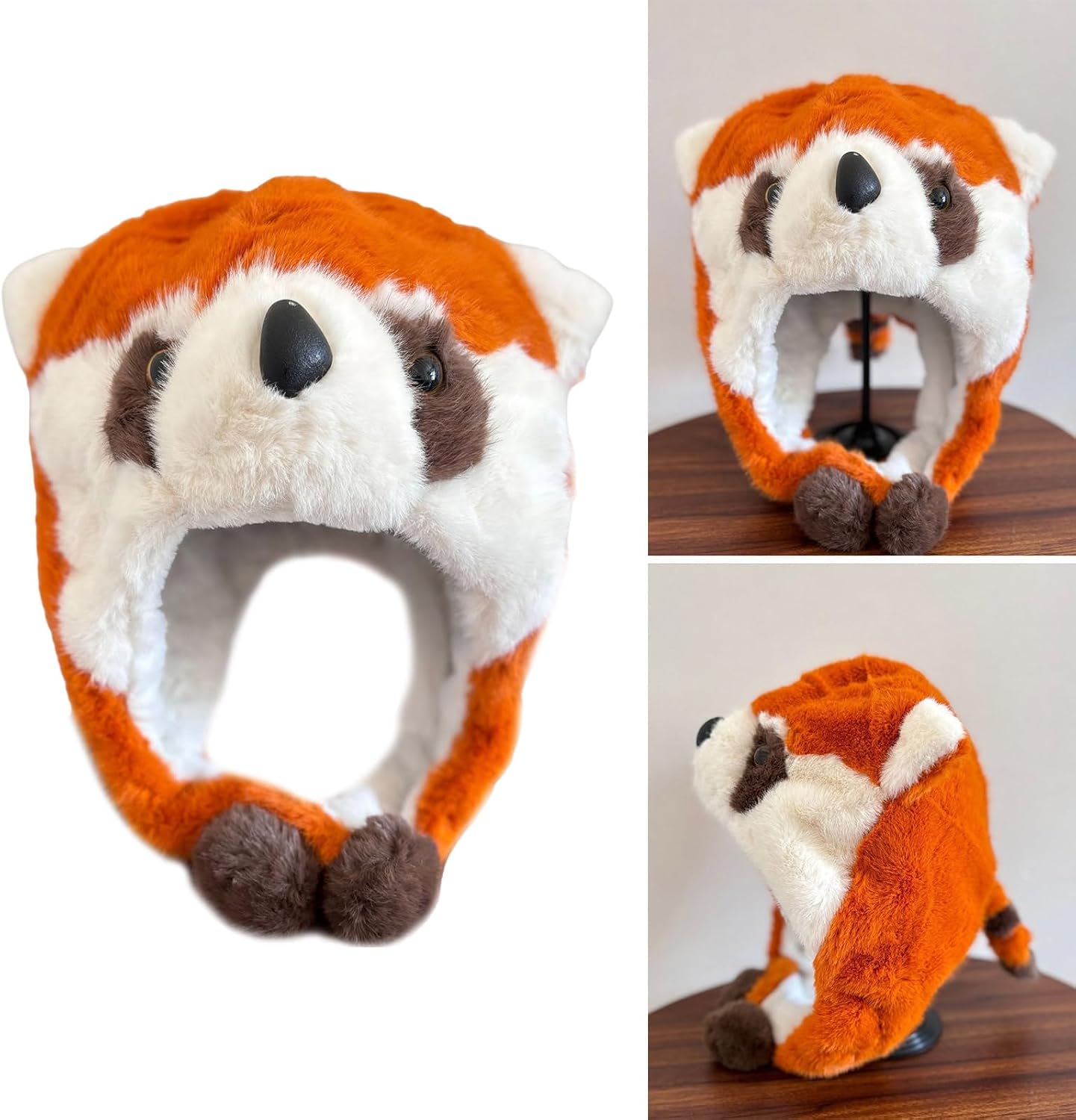 Balaclava, Lovely Lesser Panda Hat with Earflap Female Kids Activity Ski Hats Pullover Ear Protective Trapper Hats