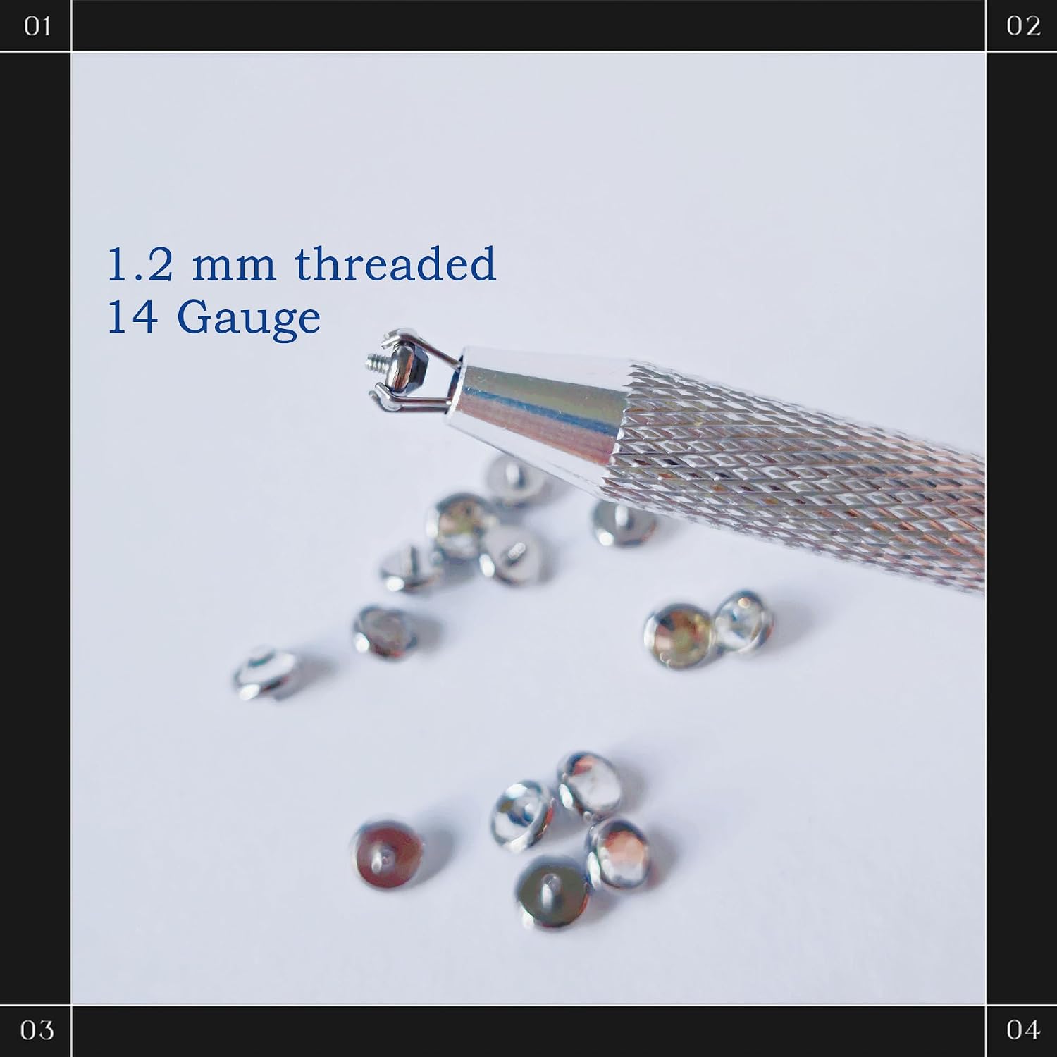 14G Dermal Jewelry Stainless Steel 3/4/5mm Dermal Tops and Piercing Tool