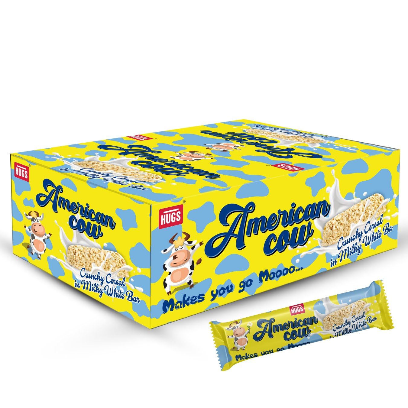 Hugs American Cow White Chocolate Cereal Bar | Oat Chocolate, Milky White Bars Box (30 pcs) (B0CSY499ZY) Amazon Price History, Amazon Price Tracker