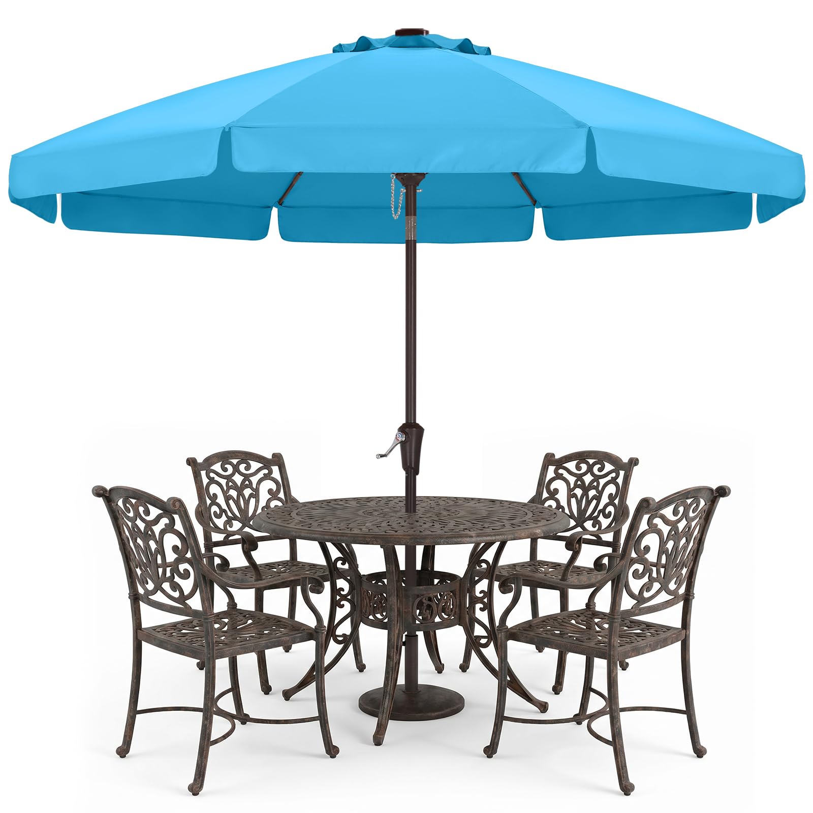 ABCCANOPY 9FT Scalloped Patio Umbrella Table Market Umbrella, Turquoise