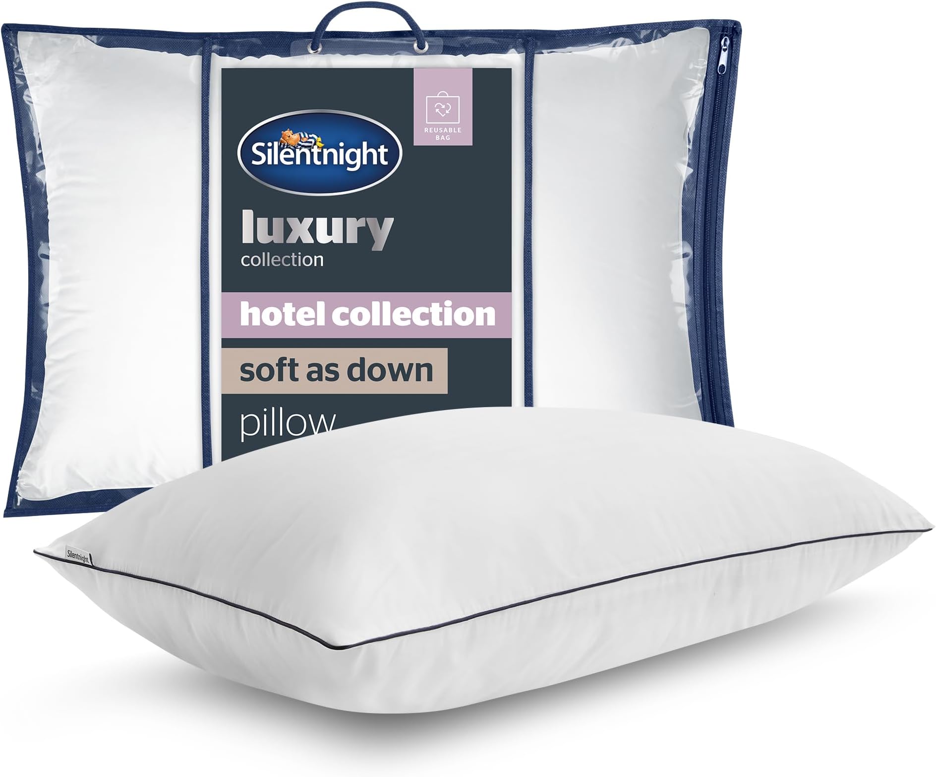 Hotel Collection Soft as Down Pillow - Luxurious Sink-In Feeling Of Down Soft Touch Quality Breathable Hypoallergenic Medium Support - Synthetic Down Alternative - Pack of 1