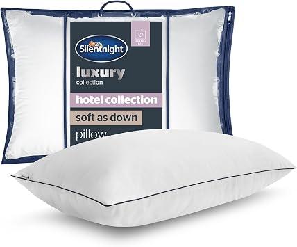 Silentnight Hotel Collection Soft as Down Pillow - Luxurious Sink-In Feeling Of Down Soft Touch Quality Breathable Hypoallergenic Medium Support - Synthetic Down Alternative - Pack of 1