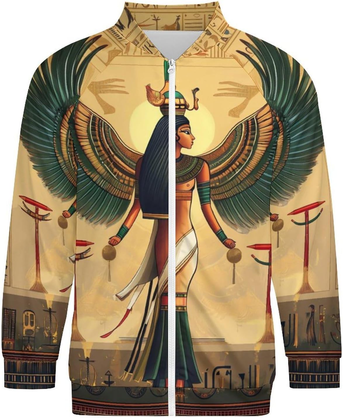 Egypt Old Egyptian Wings Tribal Men's Zip Up Sweatshirt Casual Sweater Jackets Long Sleeve Tops Lightweight Coat