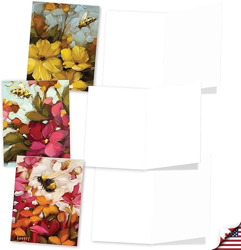 Miniatura 3 de The Best Card Company - Juego de 20 tarjetas de notas en blanco surtidas de 4 x 5.12 pulgadas con sobres (10 diseños, 2 de cada uno) - Blooms and