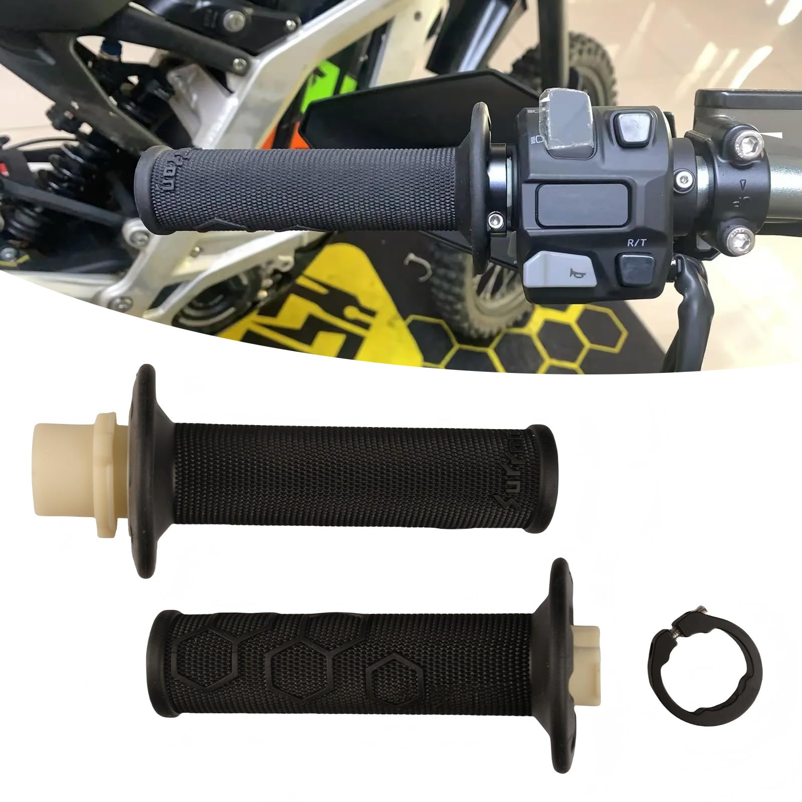 Ensemble de poignées d ' accélérateur pour Remplacement de Guidon de électrique, poignées Gauche Droite en Caoutchouc avec Pince pour Le Confort de Conduite et l ' Entretien Courant du vélo de de de
