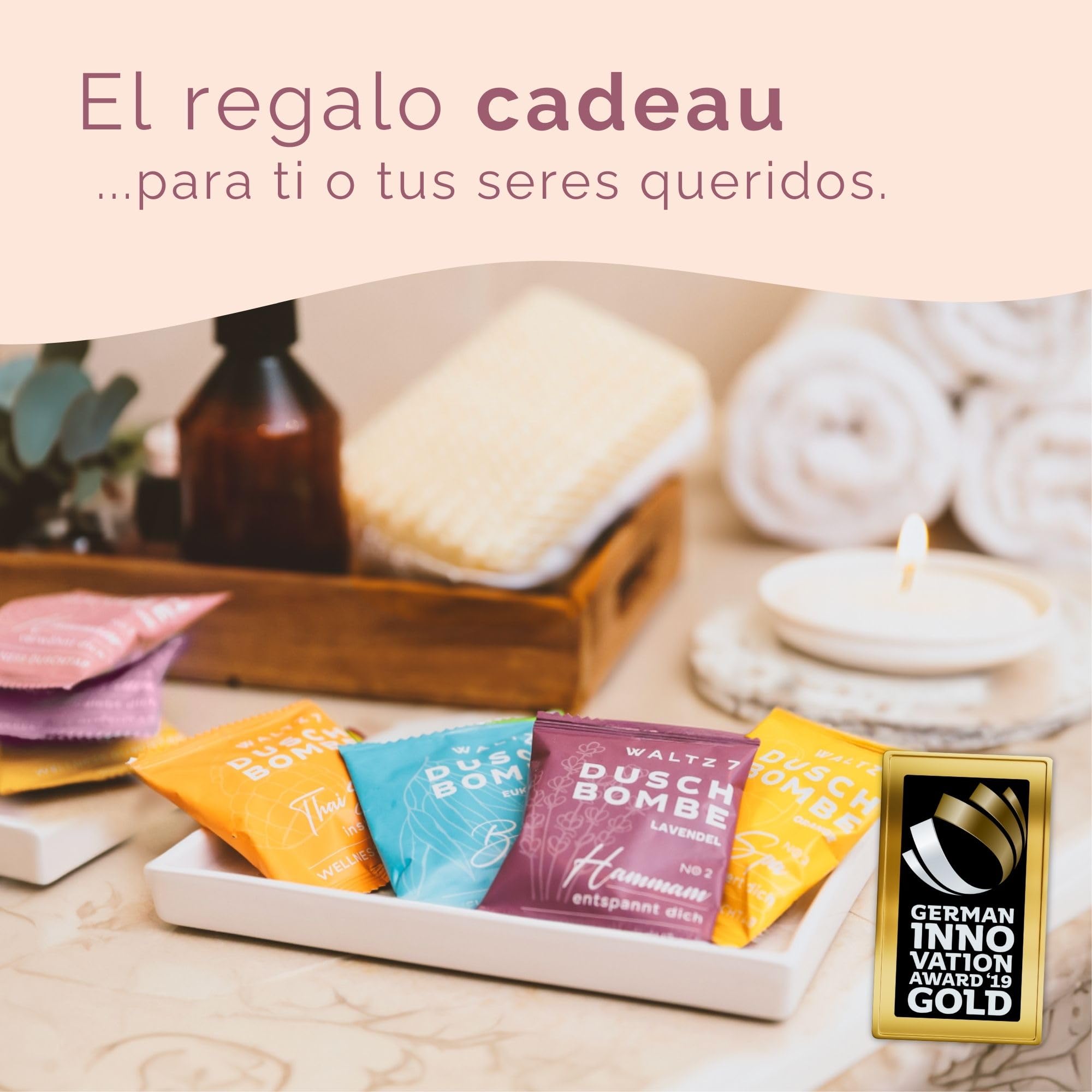 WALTZ 7 Set Bombas de Ducha, 48 Piezas, 7 Aromas Naturales de Aromaterapia, Relajación, Energía, Bienestar, Vigor y Calma, Regalos Originales para Mujer, Hombre, Mama, Parejas, Caja Regalo