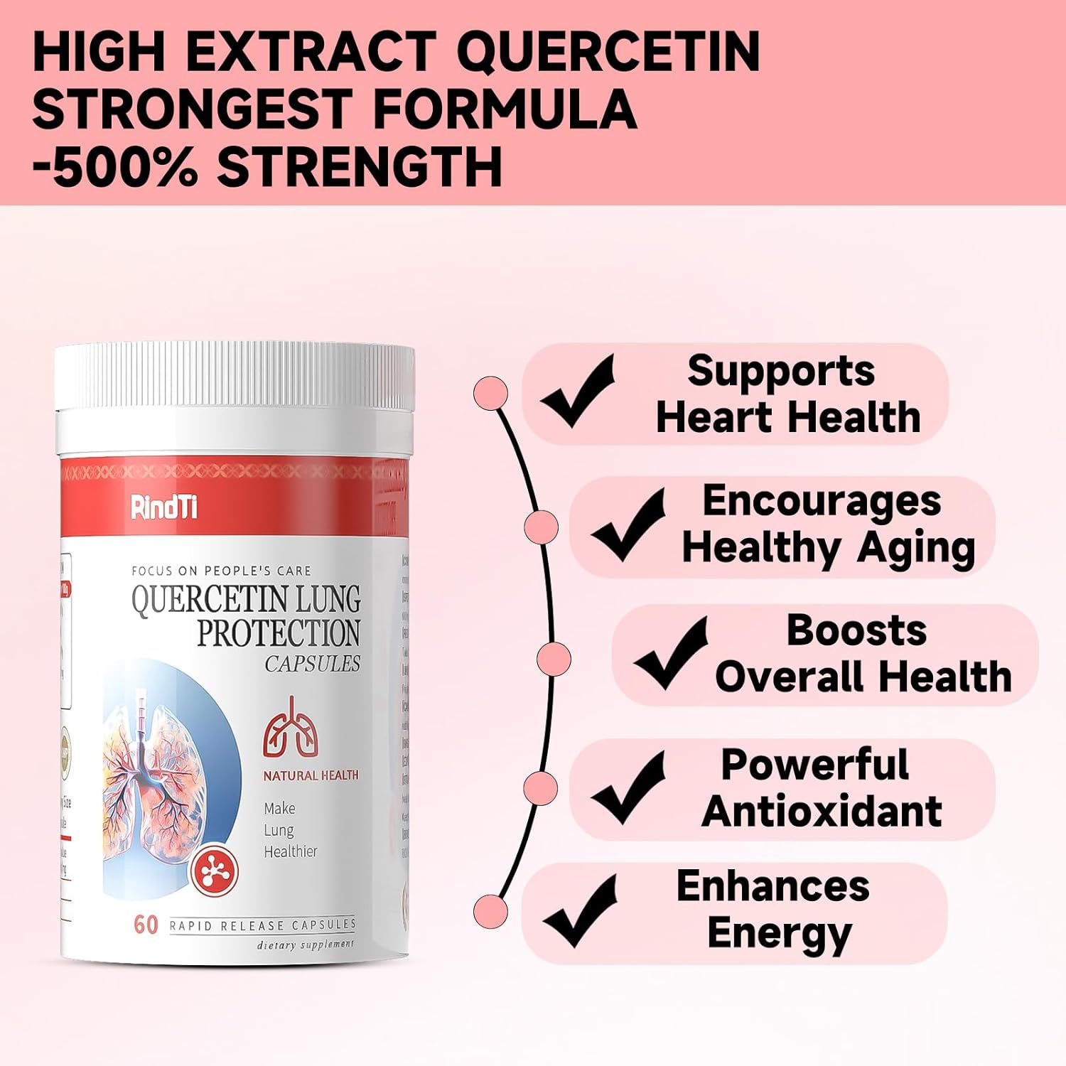 Quercetin with Bromelain,Quercetin 500mg Capsules,Immune Health,Respiratory Wellness,60 Capsules - Image 6