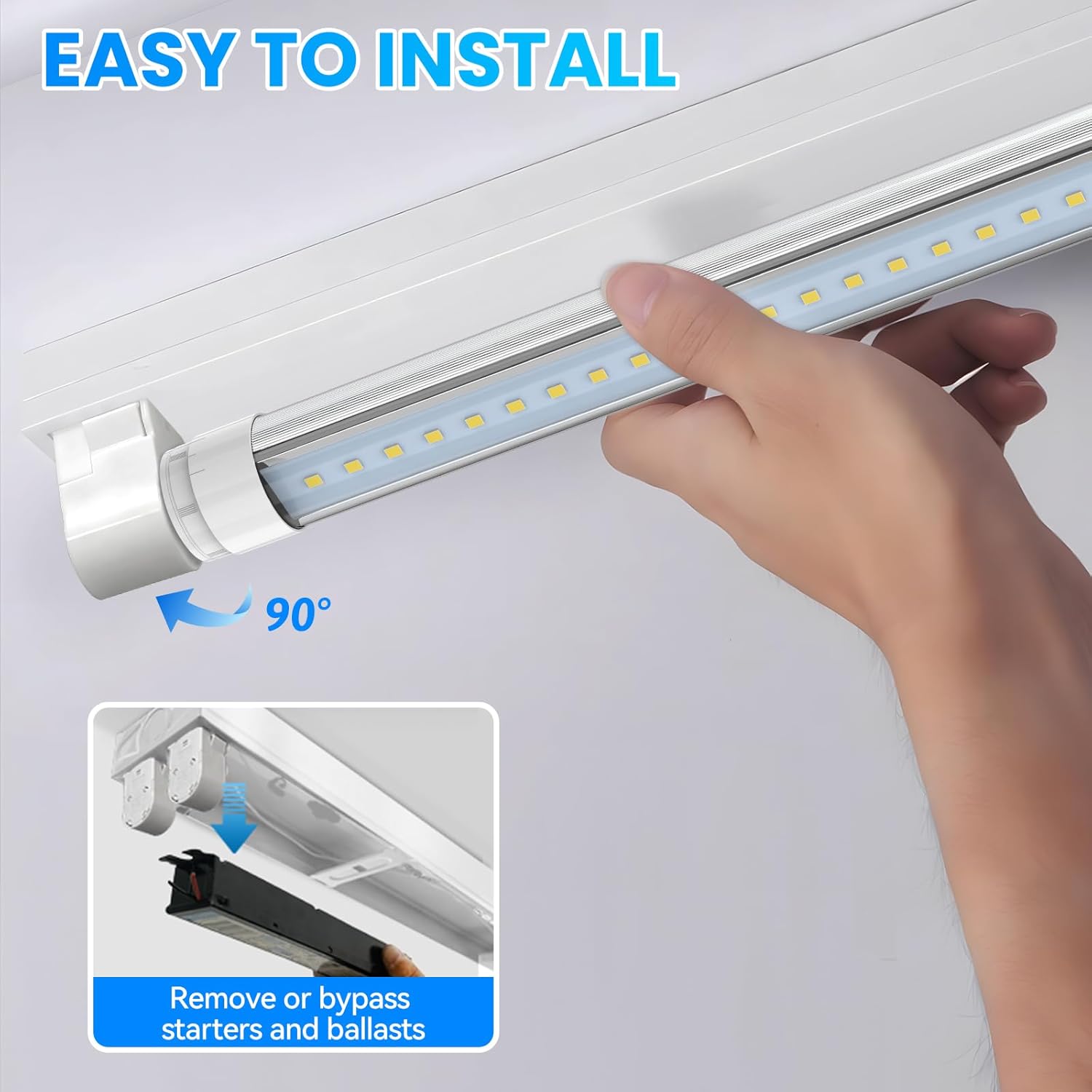 JESLED 360 Degree T8 T10 T12 3ft 24w R17D/HO Base, led Outdoor Tubes for Double Sided Signs 6000K Cool White Clear Cover (4-Pack)