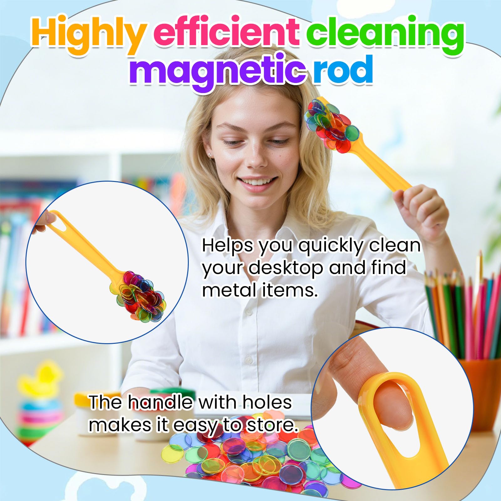 Magnetische Stäbe mit 100 Bingo Chips Magnetstab mit Chips Magnetstab Bingo Spiel Magnetisch Magnetstäbe mit Kunststoffbox für Gaming Freizeit Lernen Schule Zuhause