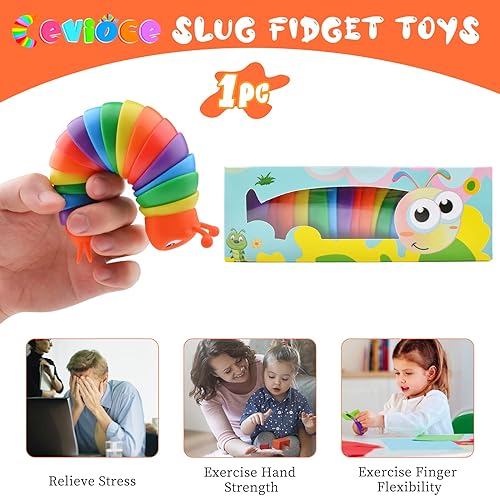 Miniatura 20 de Cevioce Juguete sensorial de babosas para niños y adultos, 3 piezas de juguetes sensoriales para autismo para niños autistas, juguetes para niños