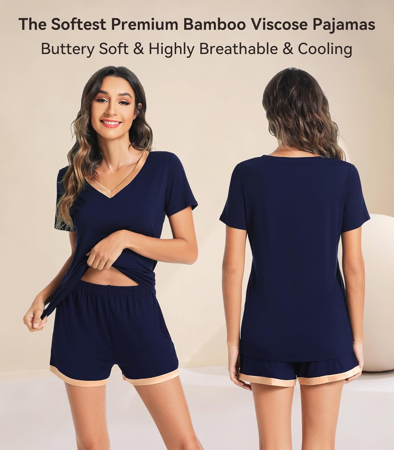 WiWi Viscose from Bamboo Pajamas Set for Women Super Soft Short Sleeve Cooling Summer Plus Size Pjs Sets Sleepwear S-4X - Image 3