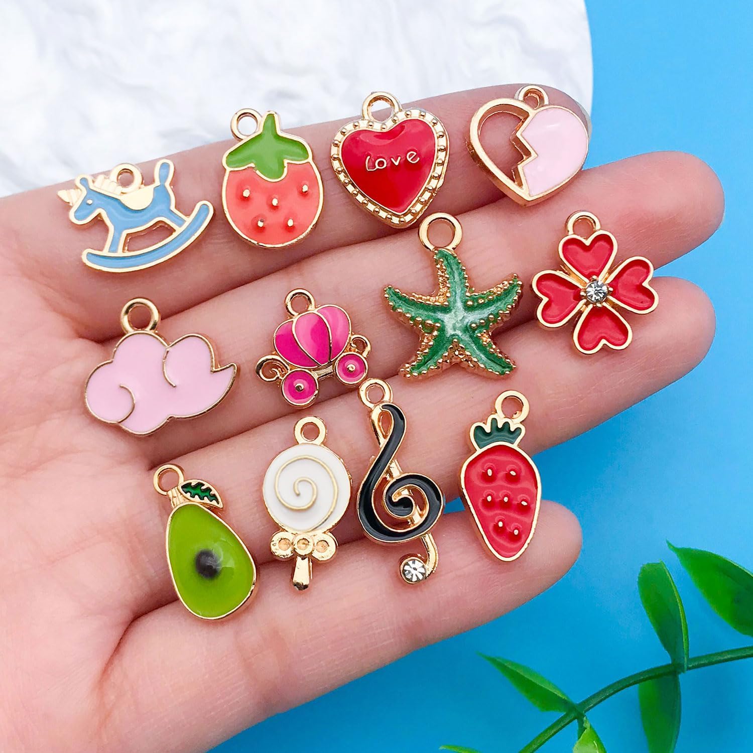 Youdiyla 50pcs Alloy enamel set series Pendant Jewelry Making DIY Keychain Earrings Pendant Various Design Charms for Jewelry Making Bracelets Necklace (SN65) - Image 6