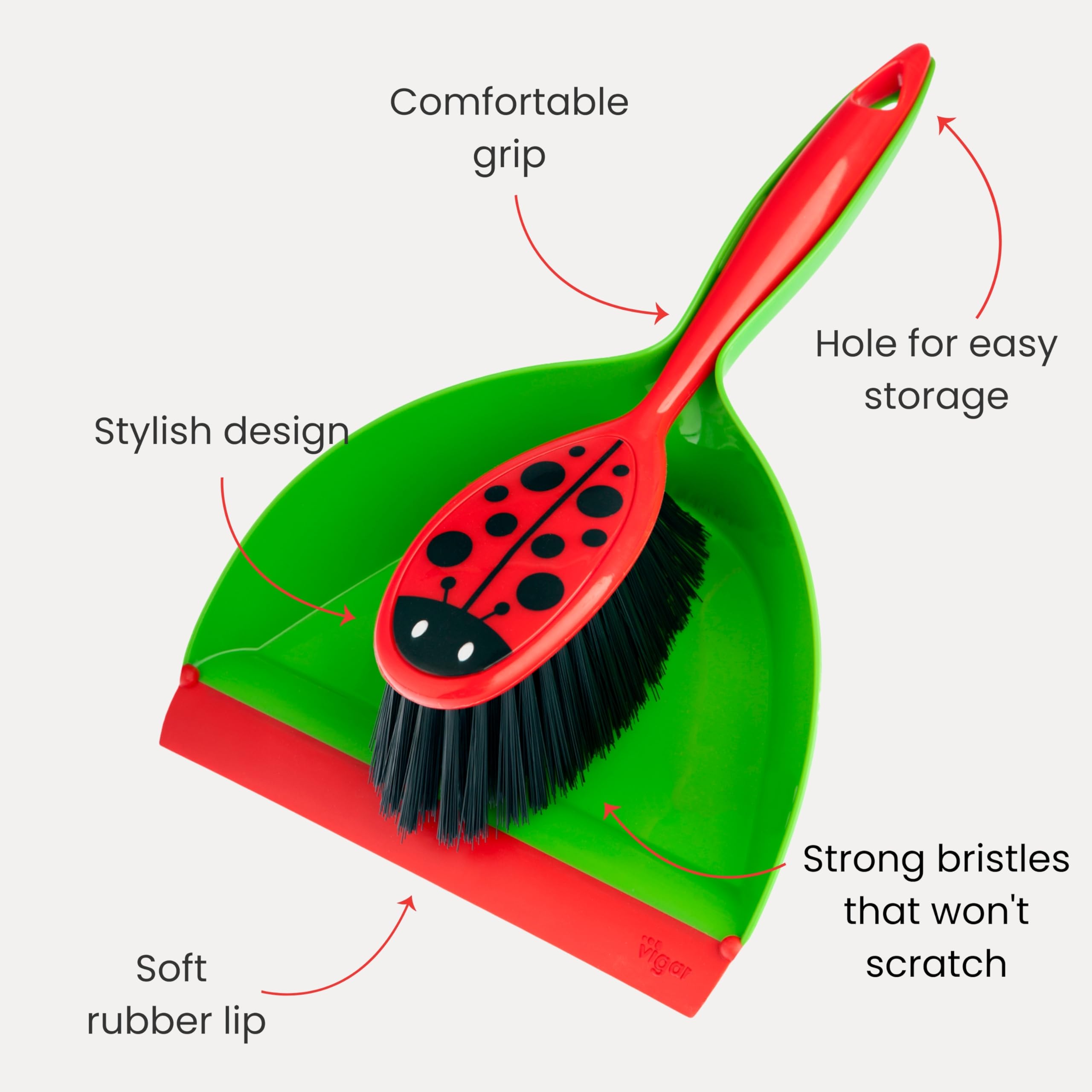 Amazon.com: Vigar Flower Power Dust Pan and Brush Set - Mini Broom