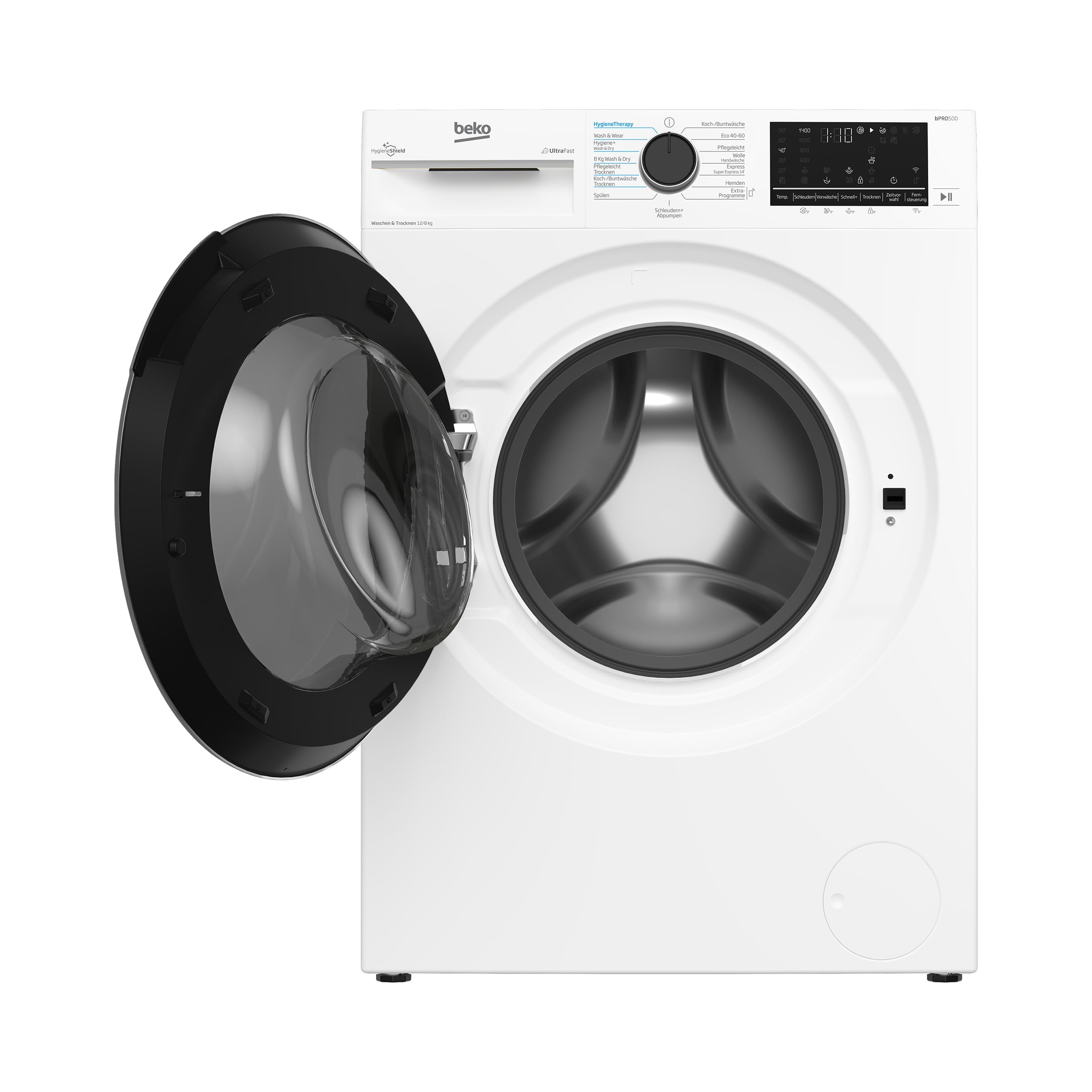 Beko B3DFT512447W freistehender Waschtrockner 12 kg Waschen 8 kg Trocknen 1400 U/min SteamCure AddXtra Hygiene Therapy ProSmart Inverter Motor Weiß