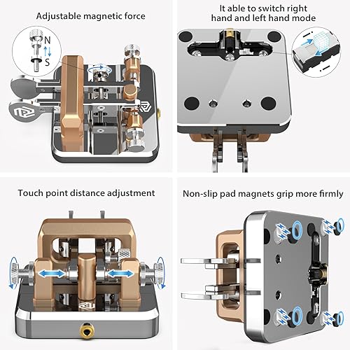 Vista 11 de CW Key Morse Code Key Morse Telegraph Key Morse Code Key Aleación de aluminio CW Código Morse clave Base cuadrada Azul