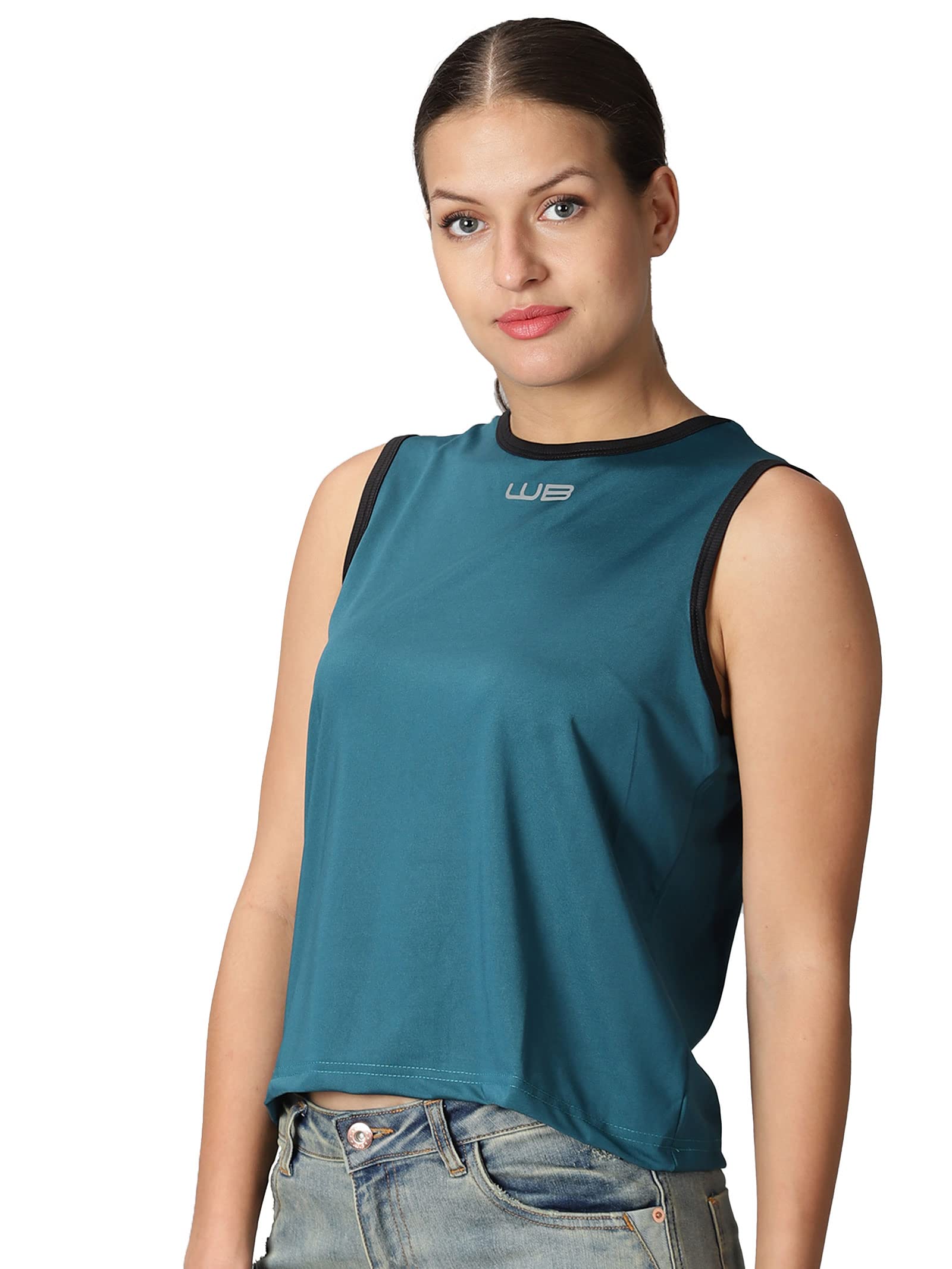 WILDBROCKET Yoga Gym Wear Workout Crop Top T-Shirt Tee for Women -Black-L