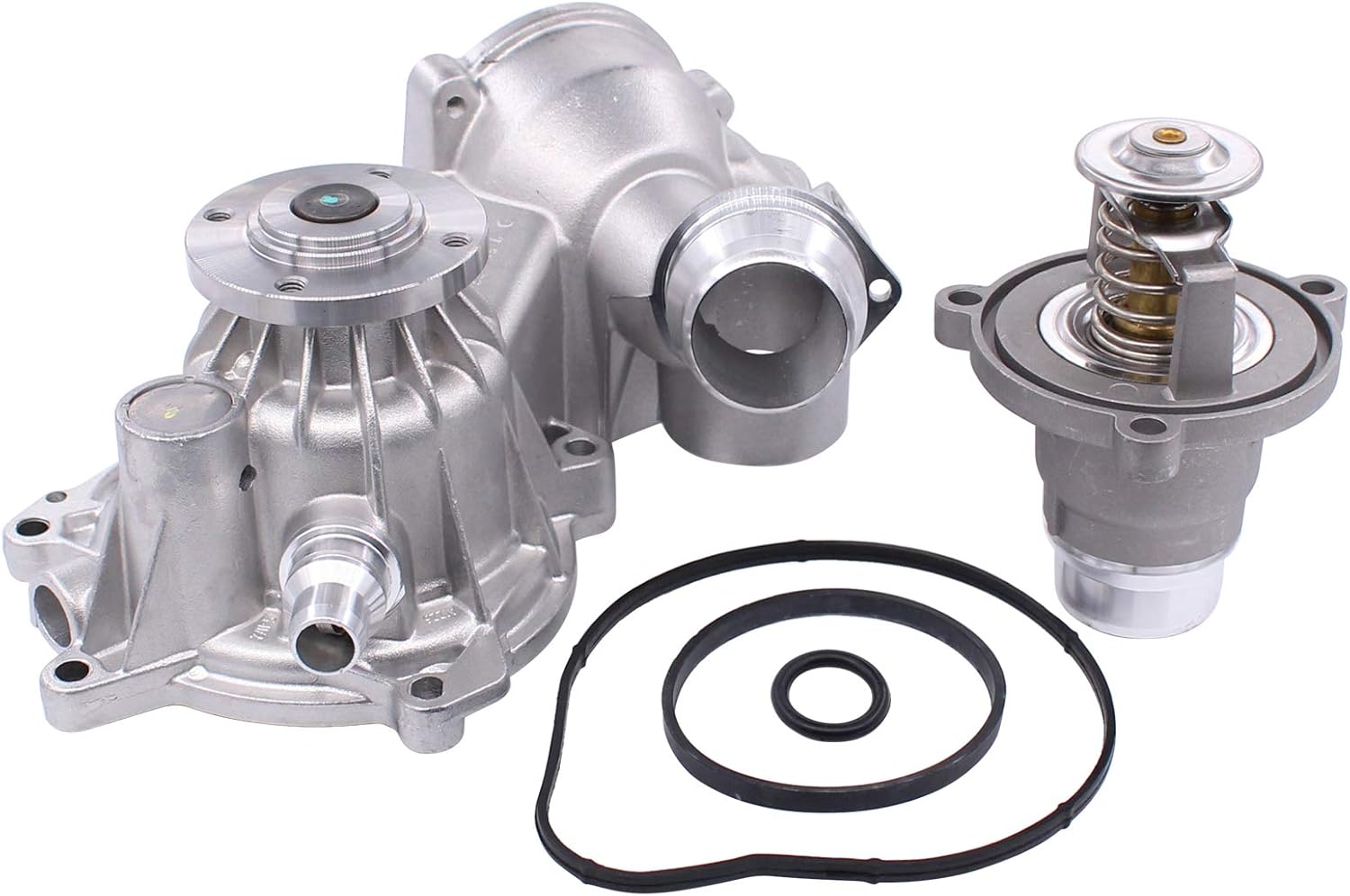 NewYall Engine Water Pump and Thermostat Housing with Gasket Kit for BMW 550i/650i/X5/X5 M Base 2006-2010