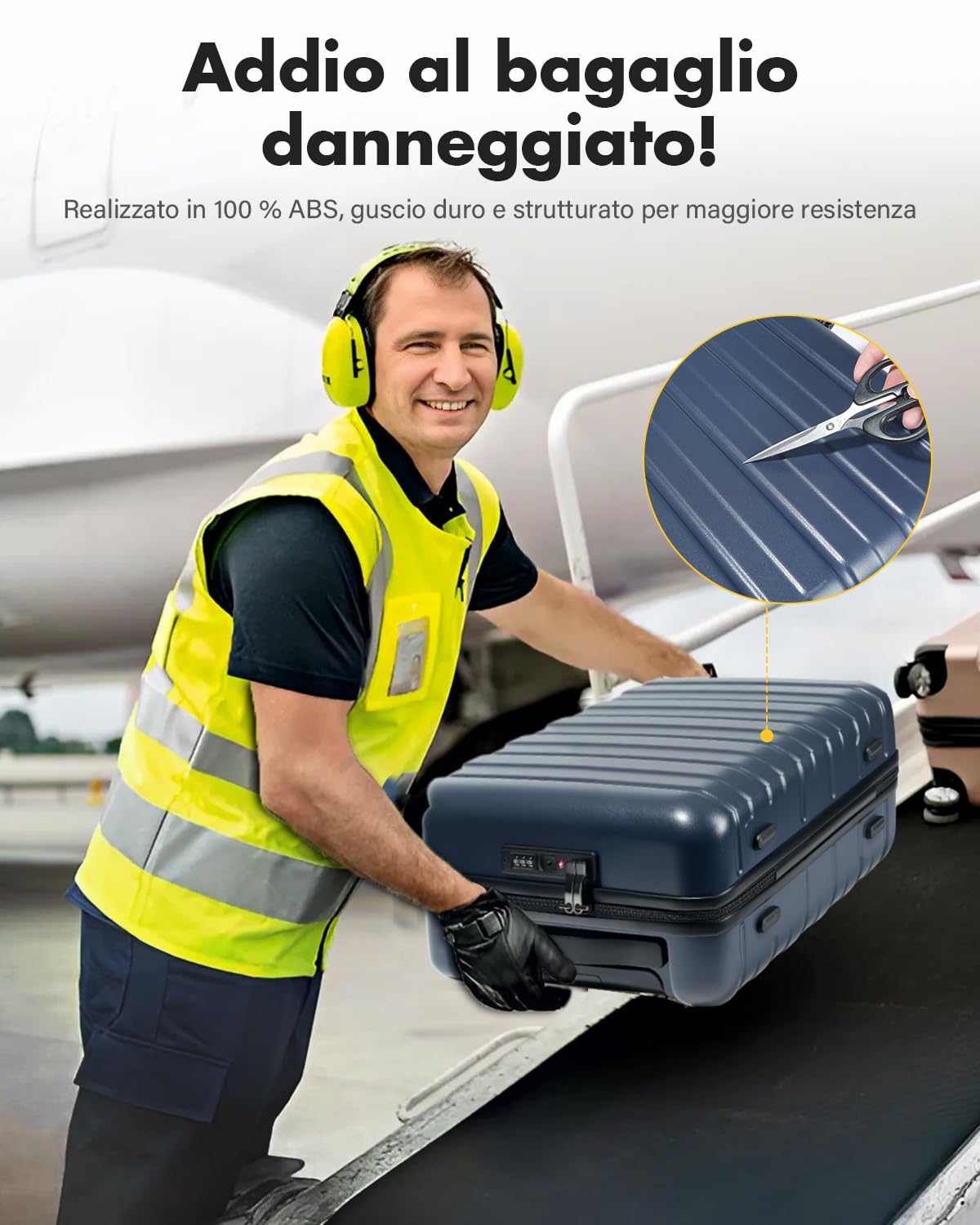 Lekesky Valigia da Cabina 55x35x25, Trolley Bagaglio a Mano Rigida Resistente e ABS Leggera con Lucchetto TSA, Adatto per Ita Airways, 38L, Blu