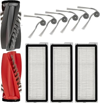 10 Pack QRevo Curv Replacement Accessories Kit for Roborock Qrevo Curv/Curv S5X 5A1 5XC/ Qrevo Edge/Edge S5A/ Qrevo S5V/ Qrevo C Robot Vacuum Parts, 1 Roller Brush, 3 HEPA Filters, 6 Side Brush