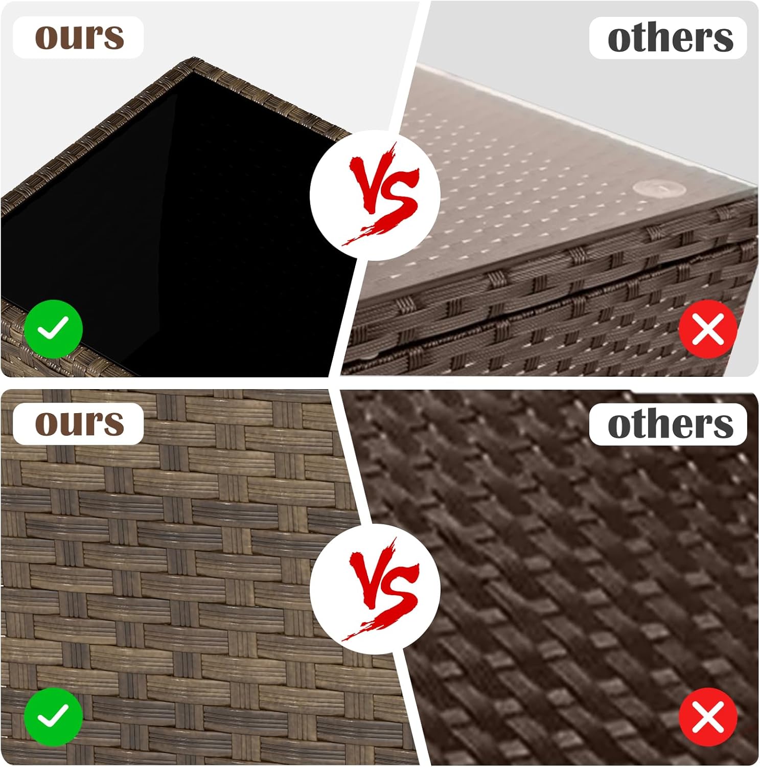 Outdoor Wicker Side Table Rattan Side Tables End Table for Patio with Glass Top Rattan Storage for Patio Garden Balcony
