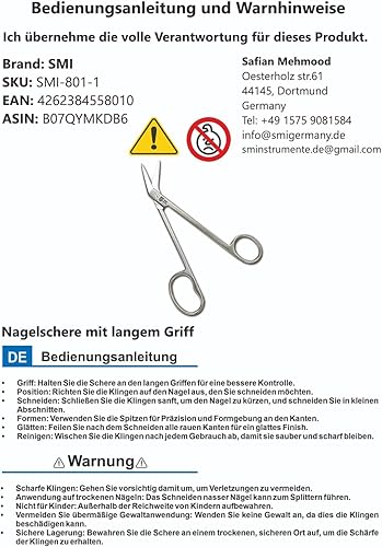 Miniatura 7 de SMI Tijeras de uñas de 6.3 in de largo con mango largo para personas mayores, podólogo, cortaúñas para discapacitados, uñas gruesas y encarnadas,