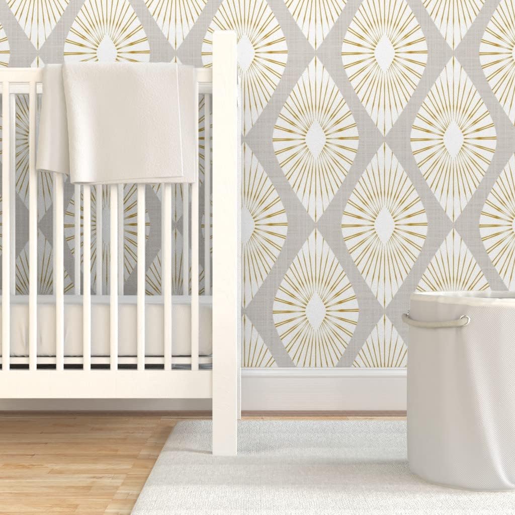 Peel & Stick Wallpaper 3ft x 2ft - Neutral Geometric Retro Texture Abstract Custom Removable Wallpaper by Spoonflower