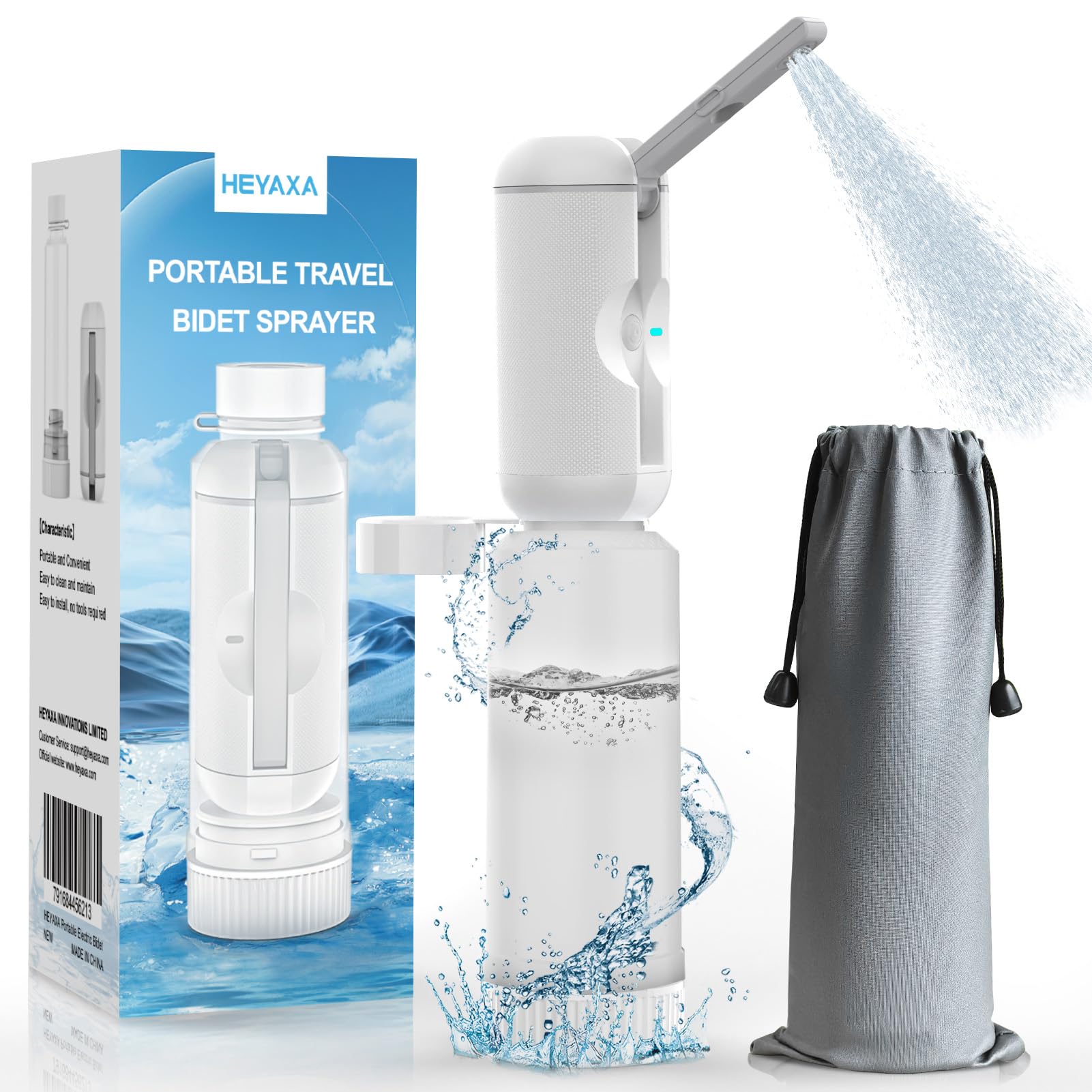 HEYAXA Portable Bidet for Travel, Rechargeable High Pressure