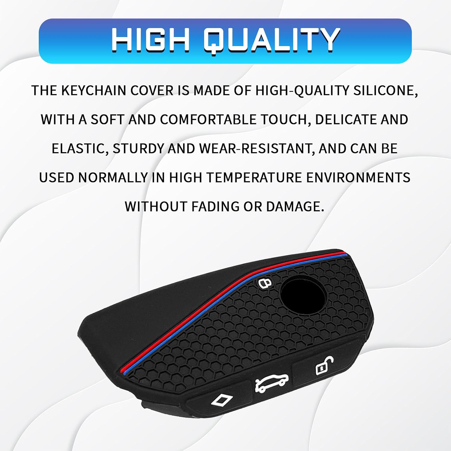 Key Fob Cover for BMW, Silicone Car Key Case Cover with Rings, Anti-Scratch 3 Button Car Intelligent Remote Keys Fob Protector, Portable Honeycomb Texture BMW Keys Protector Accessories (2PCS) image 3