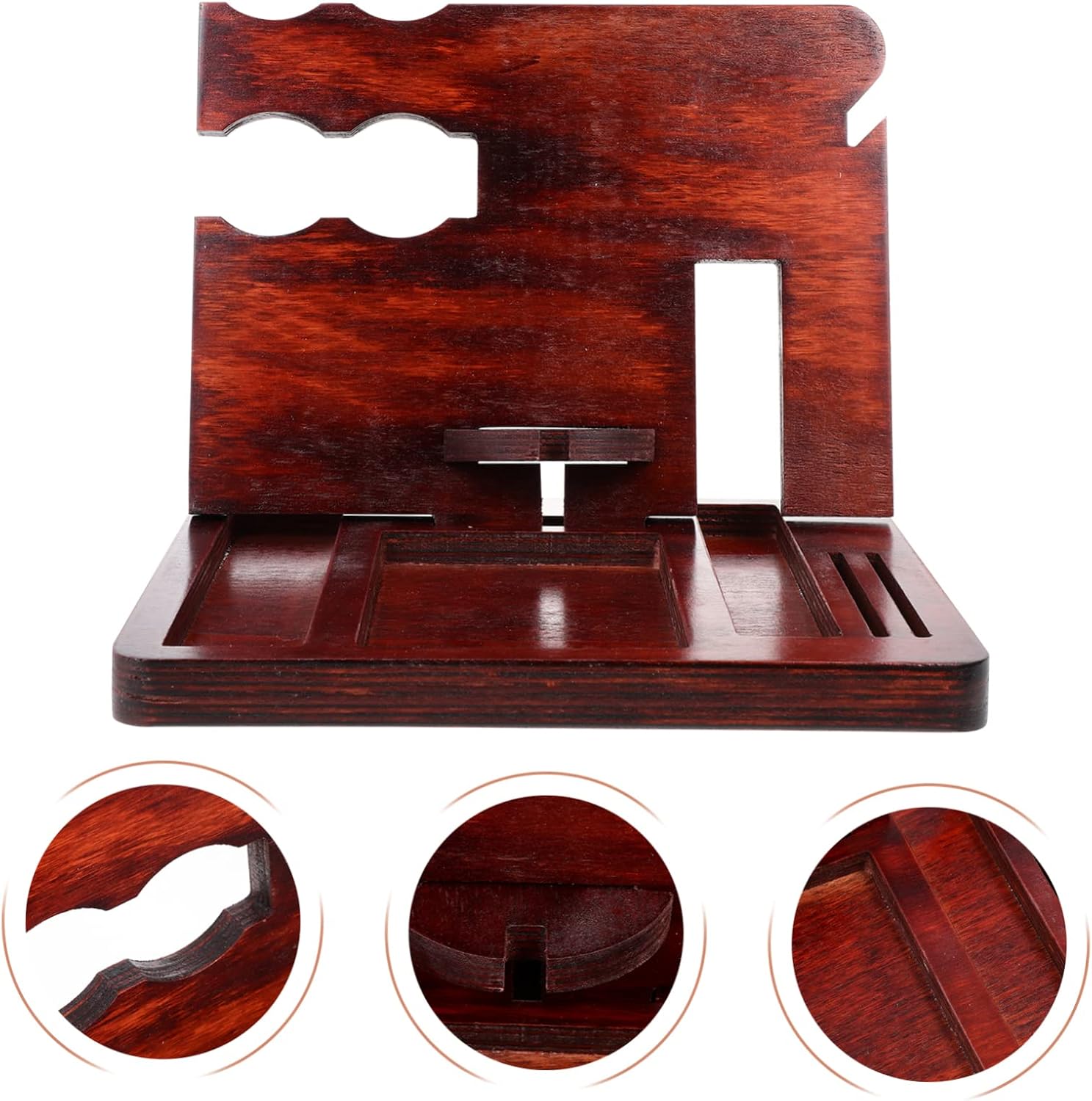 LIOOBO Solid Wood Storage Rack Phone Watch Wallet Holder Easy to Install Decorative Functional image 5
