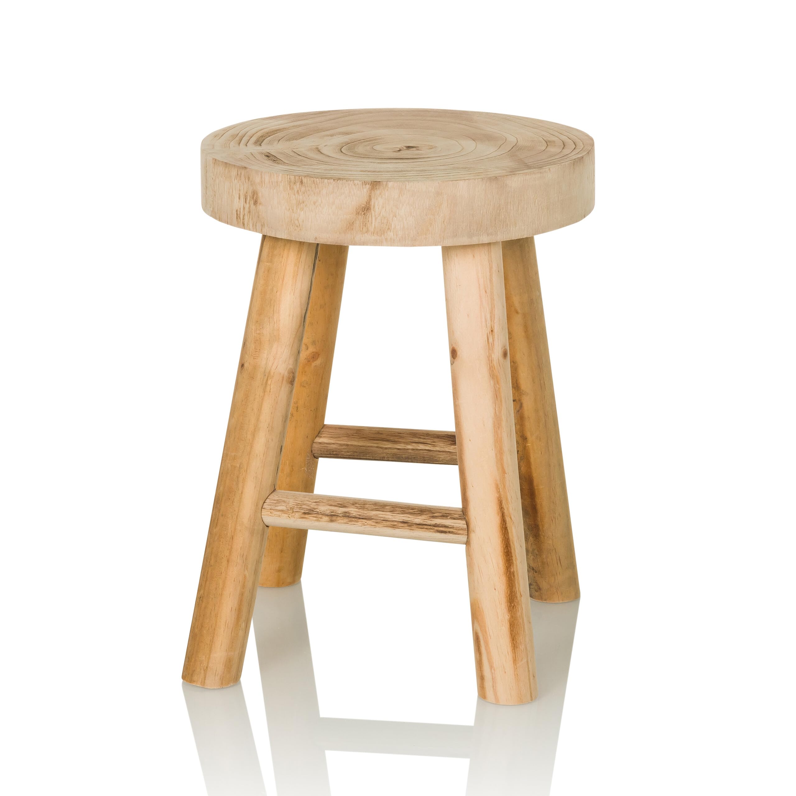 Hocker aus Paulownia-Holz im Skandi-Rustik-Look, 44 × 33 × 33 cm