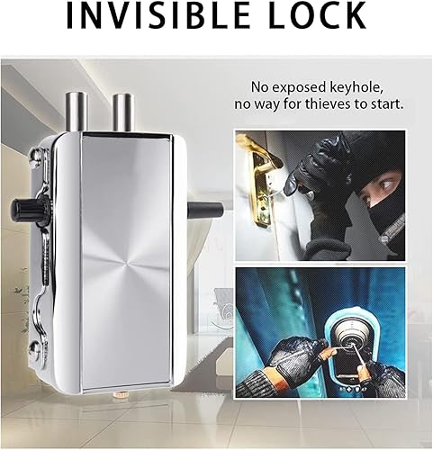 Miniatura 7 de VLUOO Cerradura de puerta electrónica, cerradura de puerta remota de seguridad antirrobo, cerradura de puerta electrónica con 4 controles remotos,