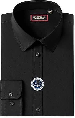 Miniatura 3 de Lion Nardo Camisas de vestir de algodón para hombre de manga larga, grandes y altas, camisas de vestir para hombre sin arrugas, con botones