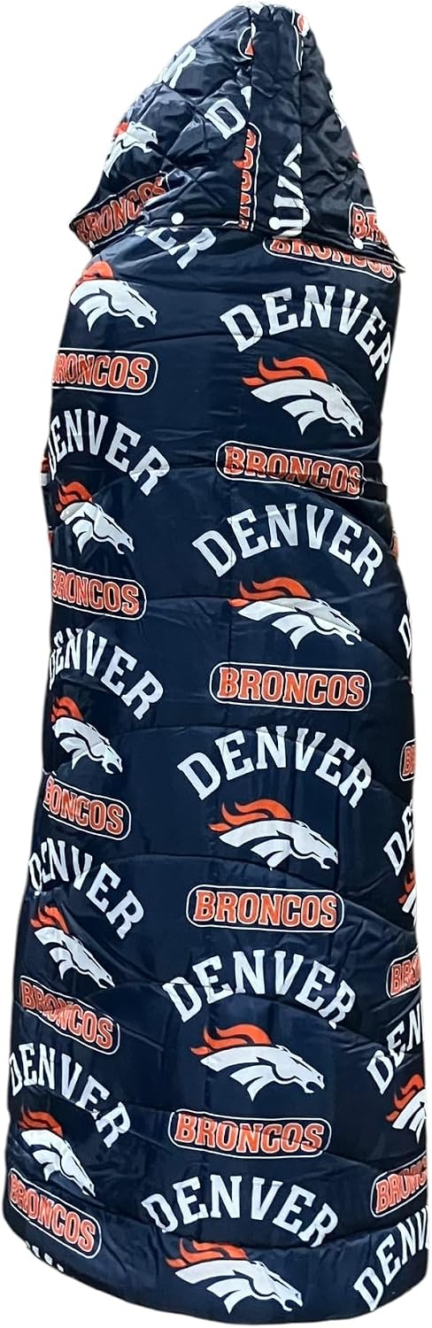 Pegasus Sports Denver Broncos Big Repeat Logo Wearable Hooded Blanket, 54"X72", Team Colors