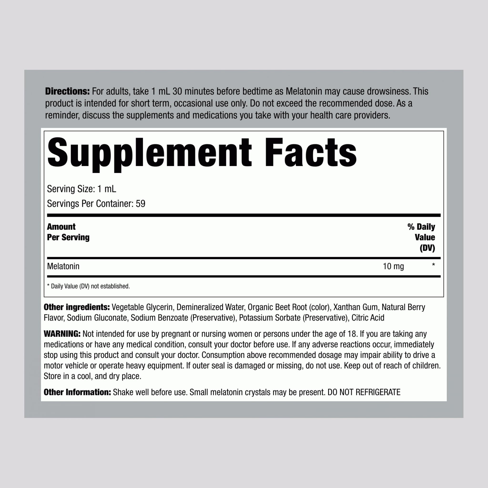 Piping Rock Liquid Melatonin 10mg | 2 fl oz | Berry Flavor Drops — Amazon image 2