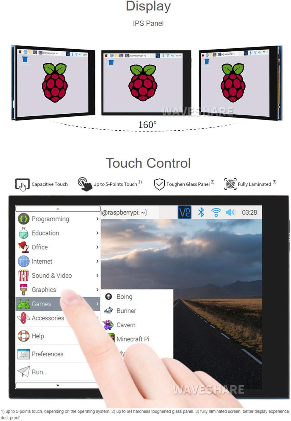 2.8 Inch DPI LCD Touchscreen for Raspberry Pi, 480×640 Portrait IPS Display, Capacitive 5-Point Touch, DPI666 Interface, Optical Bonding Glass, Low Power Consumption