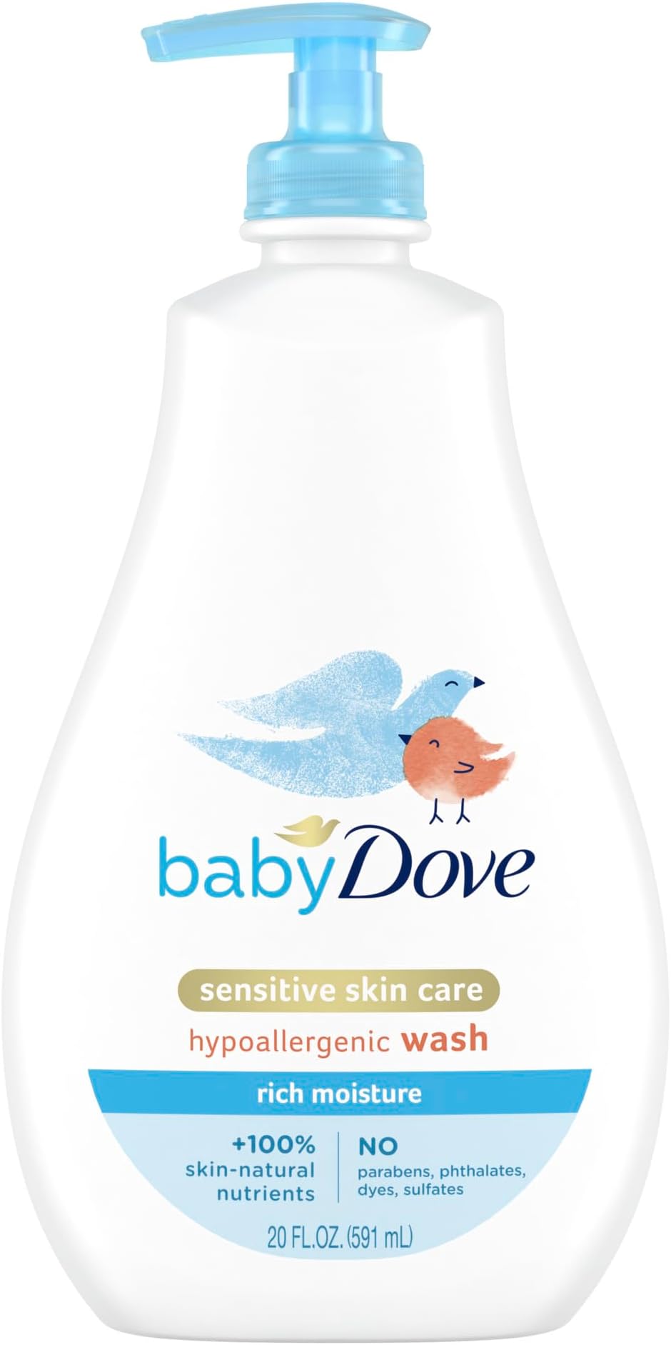 Sensitive Skin Care Baby Wash For Baby Bath Time Rich Moisture Tear-Free and Hypoallergenic, 20 oz (Packaging May Vary)