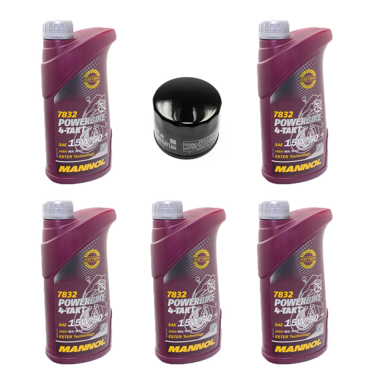 Motoröl Set 15W50 5 Liter + Ölfilter HF160 für BM W