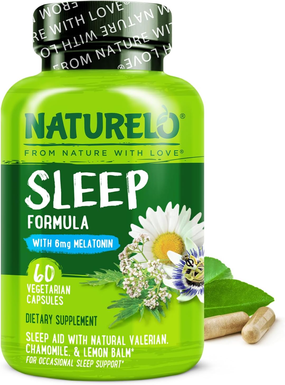 NATURELO Sleep Aid – with Melatonin, Magnesium, GABA, Valerian Root, Lemon Balm, Chamomile Herbal NATURELO Sleep Aid – with Melatonin, Magnesium, GABA, Valerian Root, Lemon Balm, Chamomile Herbal