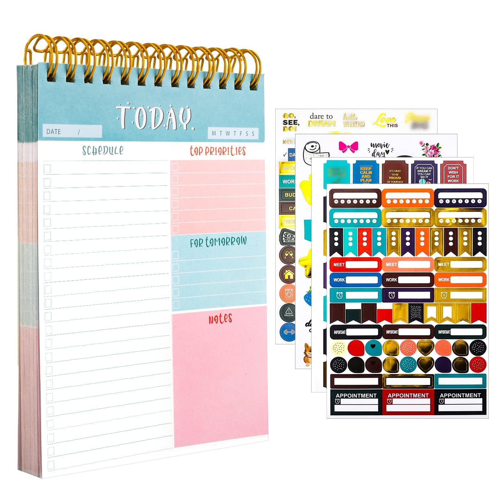BIGTHREE To Do List Notebook, To Do List Pad for Work with 50 Sheets, Daily Planner for Goals Planning and Task Management with 4 Sheet Stickers, Productivity Checklist for Wants To Stay Organized