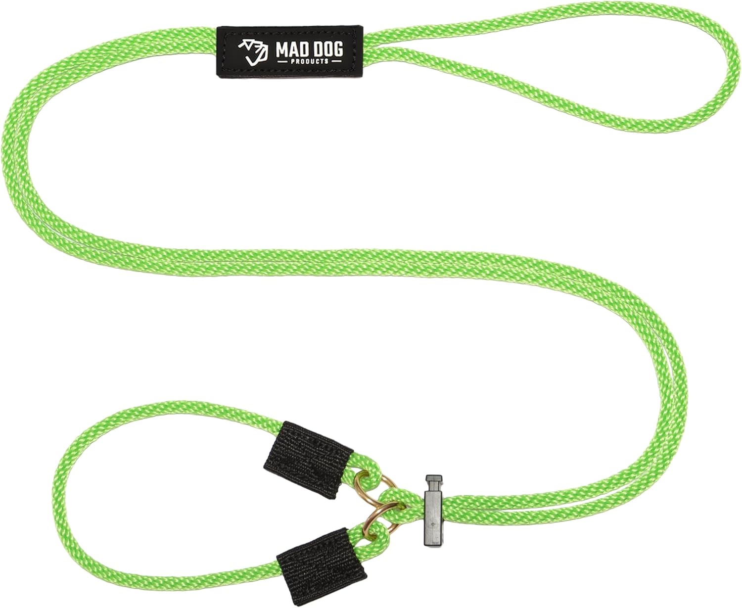 Mad Dog Products Martingale Slip Dog Leash 3/8" x 6' Black Signature Rope - Made in USA