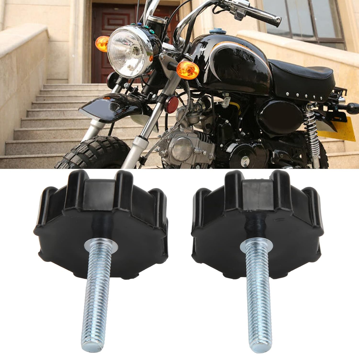 Acouto Handlebar Knob Screw,Motorcycle Handlebar Knob Screw M8 40mm Thread Carbon Steel for DAX 50 70 CT70 ST50 ST70