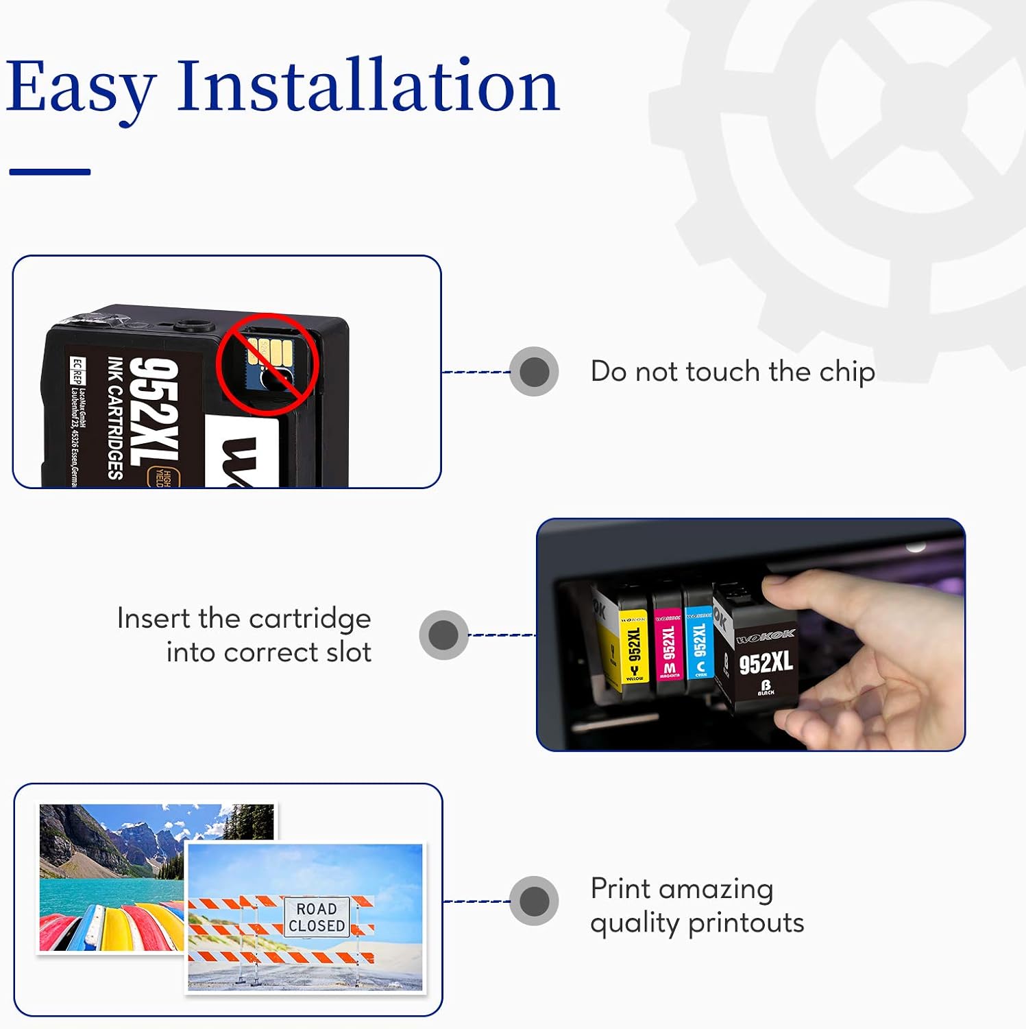 Uр Tо 40% оƒƒ WOKOK Remanufactured Ink Cartridge Replacement for HP 952XL Ink Cartridges Combo Pack, with Updated Chips for HP OfficeJet Pro 8710 8720 8740 8730 8728 8702 7720 8210 8715 8216 8725 Printer (4-Pack)