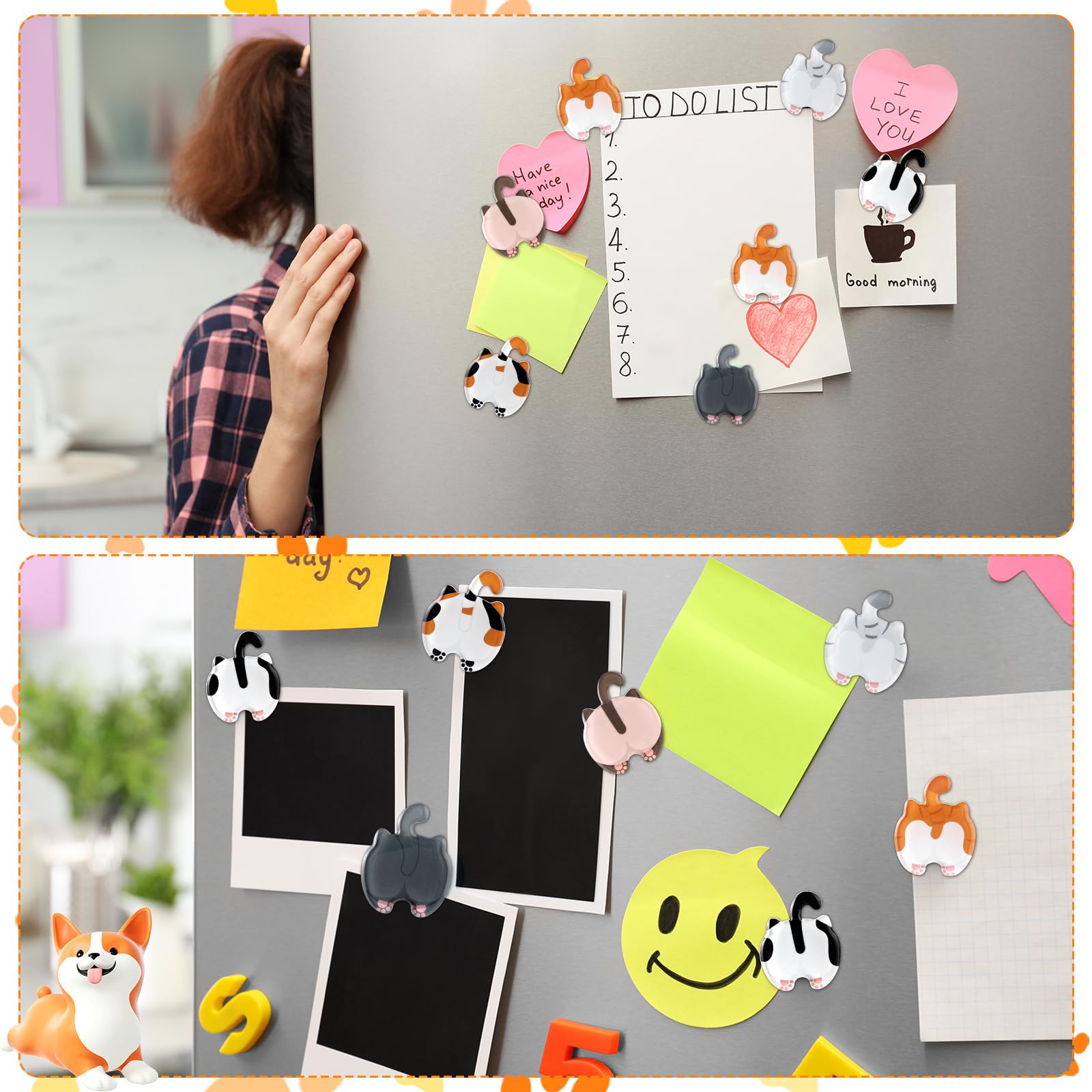 Xuhal 12 Pcs Cat Butt Magnets for Refrigerator Cute Kitten Fridge Magnets Funny Novelty Gift for Cat Lovers and Pet Parents, 6 Style